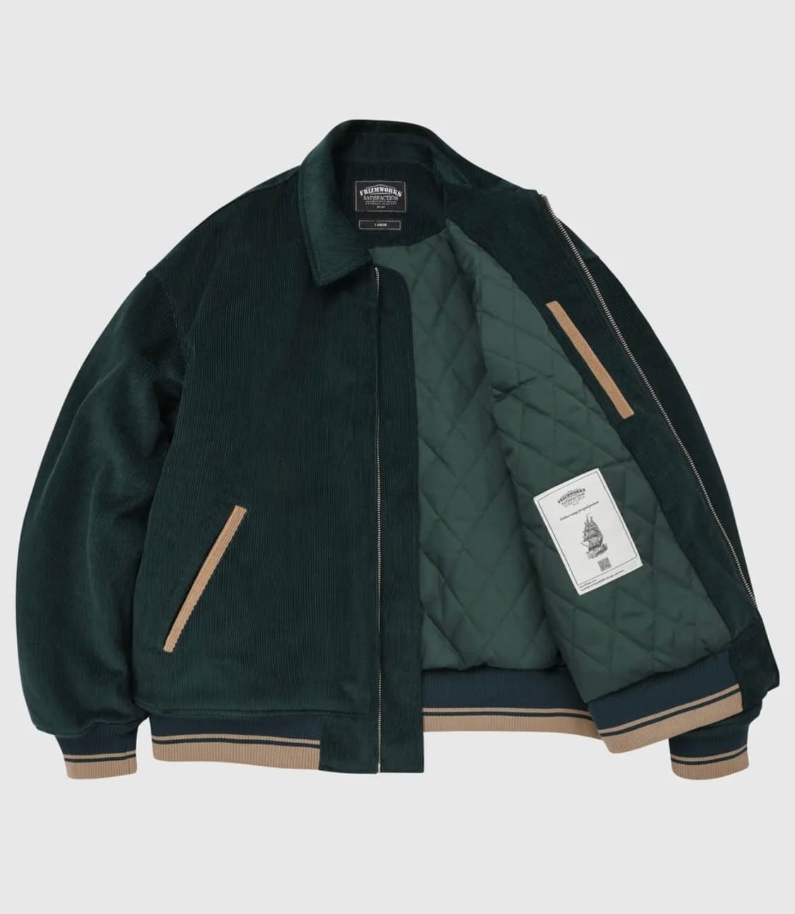 프리즘웍스 코듀로이 바시티 자켓 다크 그린 M 상품이미지2