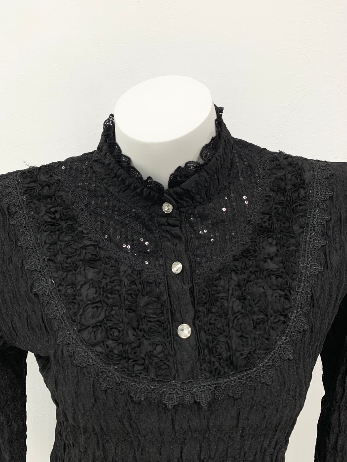 고딕 펑크 고스 레이스 글리터 블라우스 상품이미지3