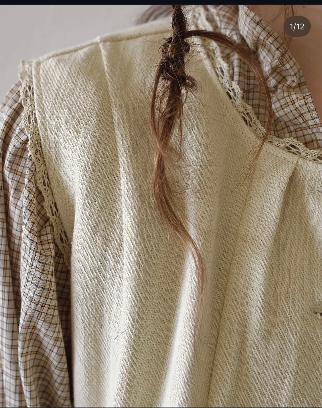 Viaplain victoria frill check blouse 상품이미지3