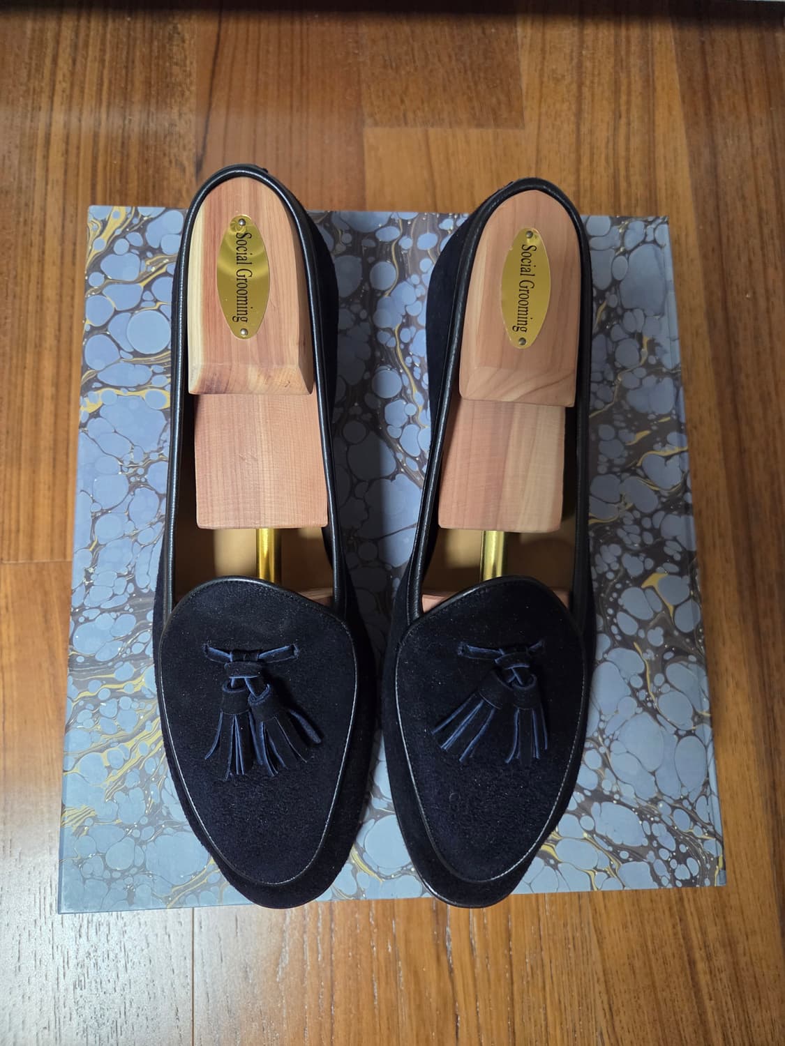 Baudoin & Lange 다크네이비 스웨이드 태슬 로퍼 남성 구두 상품이미지2