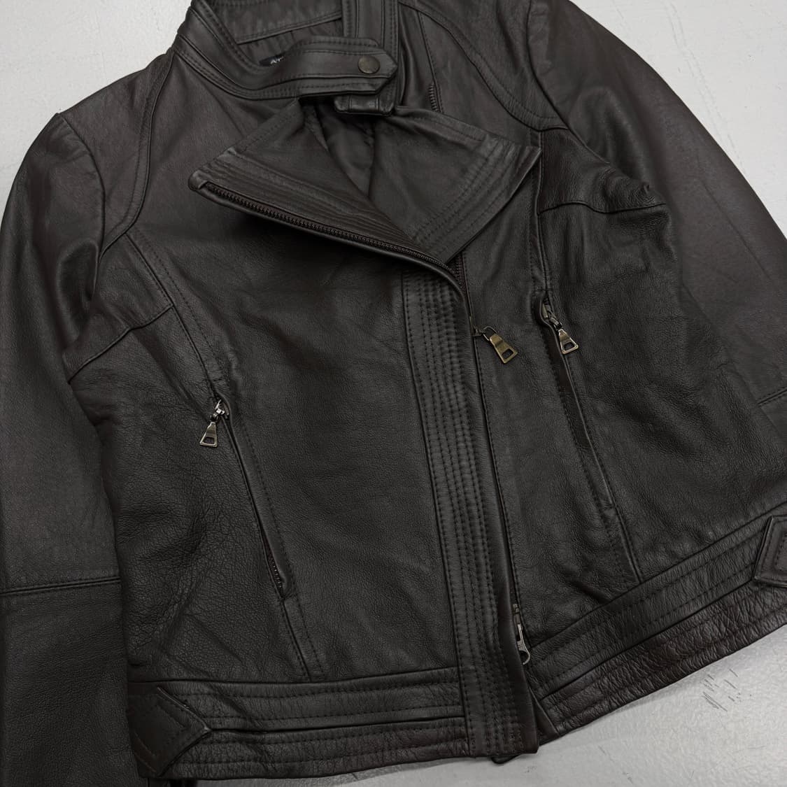 JPN 제팬 리얼레더 릭오웬스맛 사선 딱붙 라이더 가죽자켓 상품이미지5