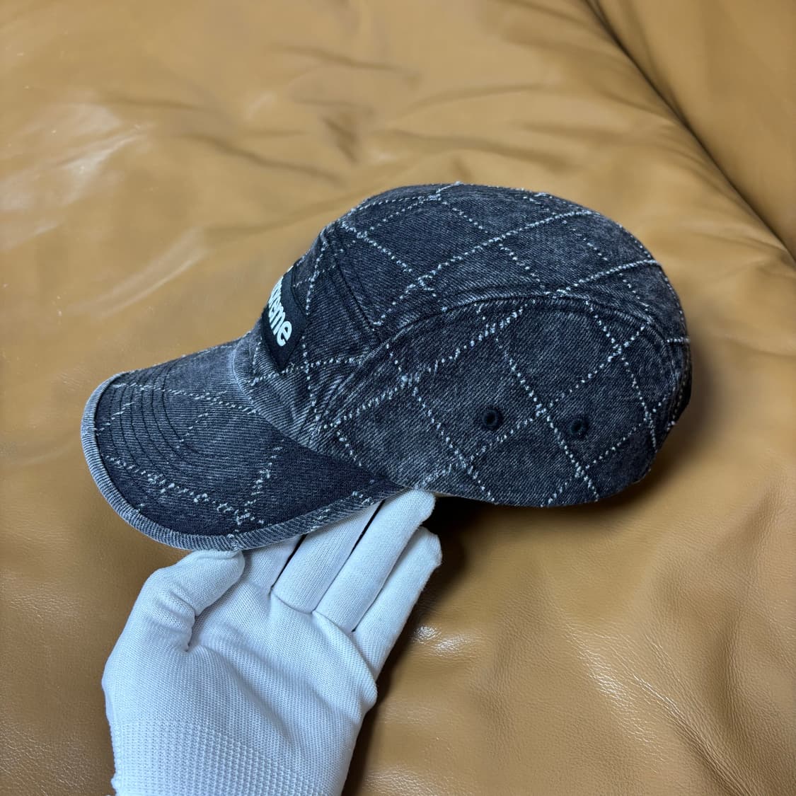 슈프림 캠프캡 모자 박스로고 23fw 펀치드 데님 블랙 상품이미지5