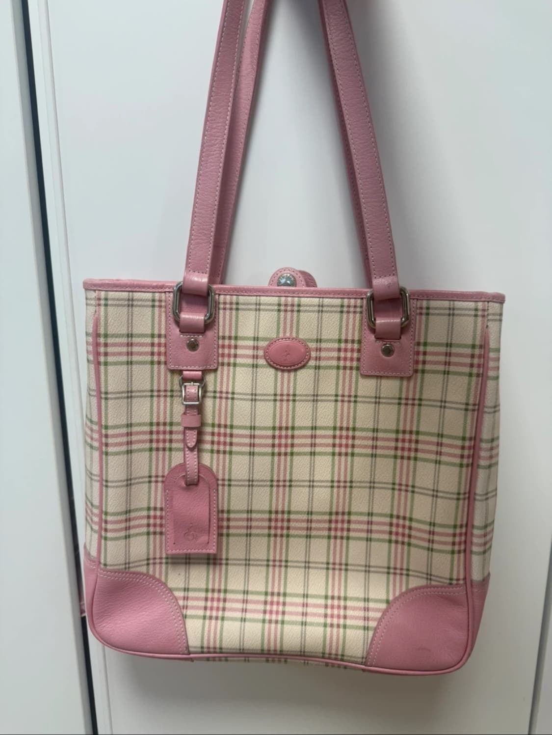 빈폴 핑크 체크 가방 상품이미지1