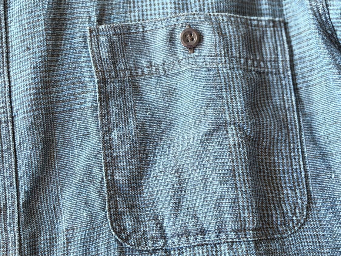 Orslow Indigo Linen Work Shirt Indigo Ch 상품이미지4