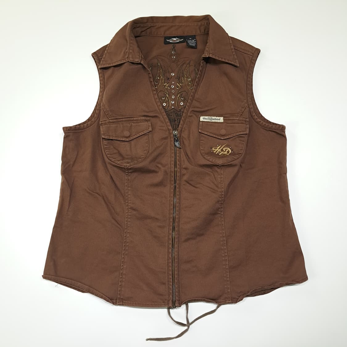 CL638 L 할리데이비슨 00s 스터드 브라운 조끼 베스트 상품이미지1