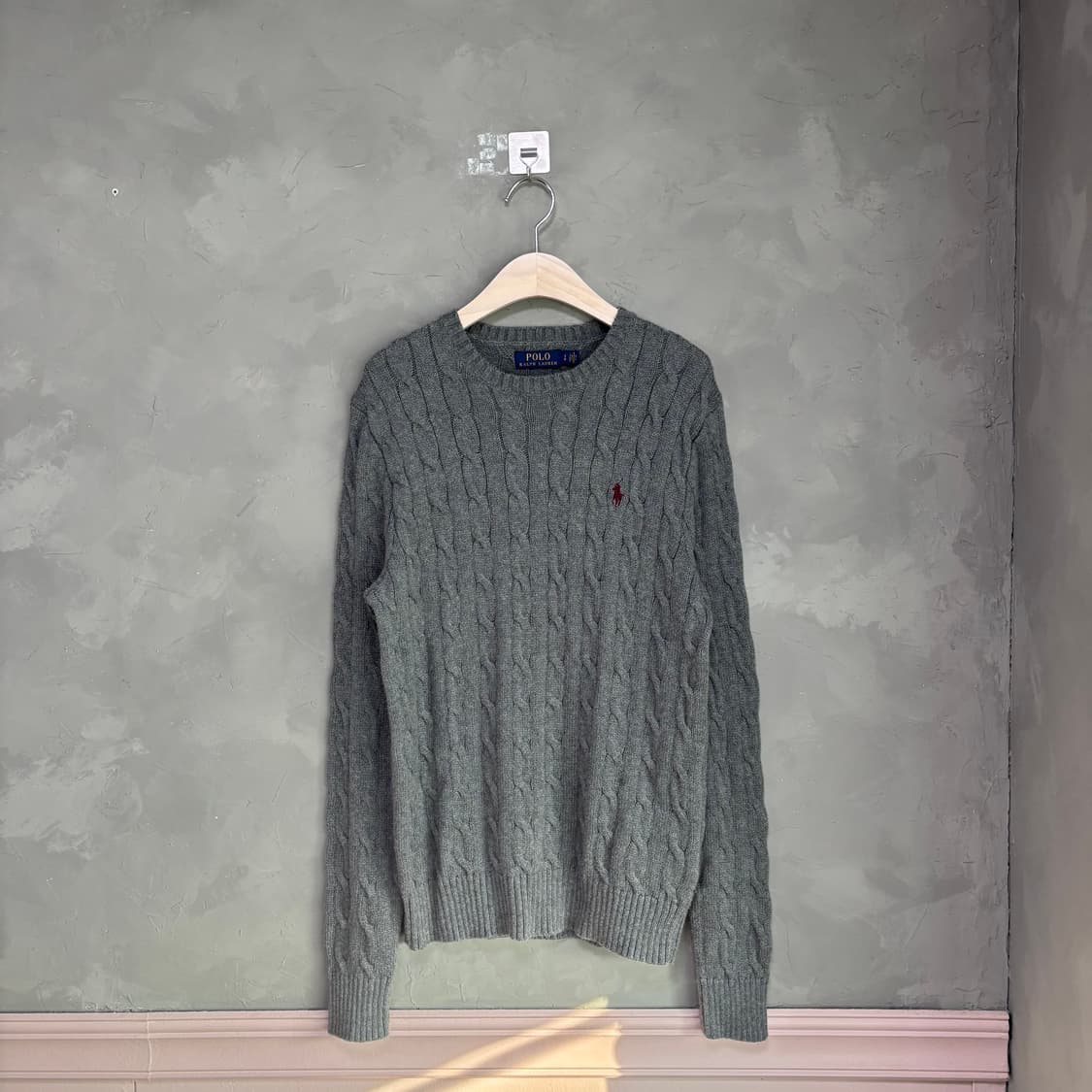 폴로 랄프로렌 꽈배기 니트 그레이 버건디 상품이미지1