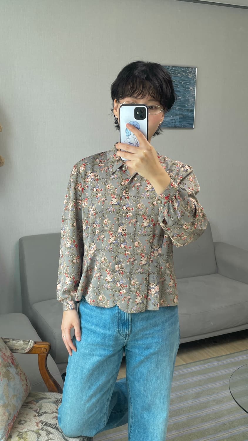 일본 빈티지 플로럴 블라우스 상품이미지1