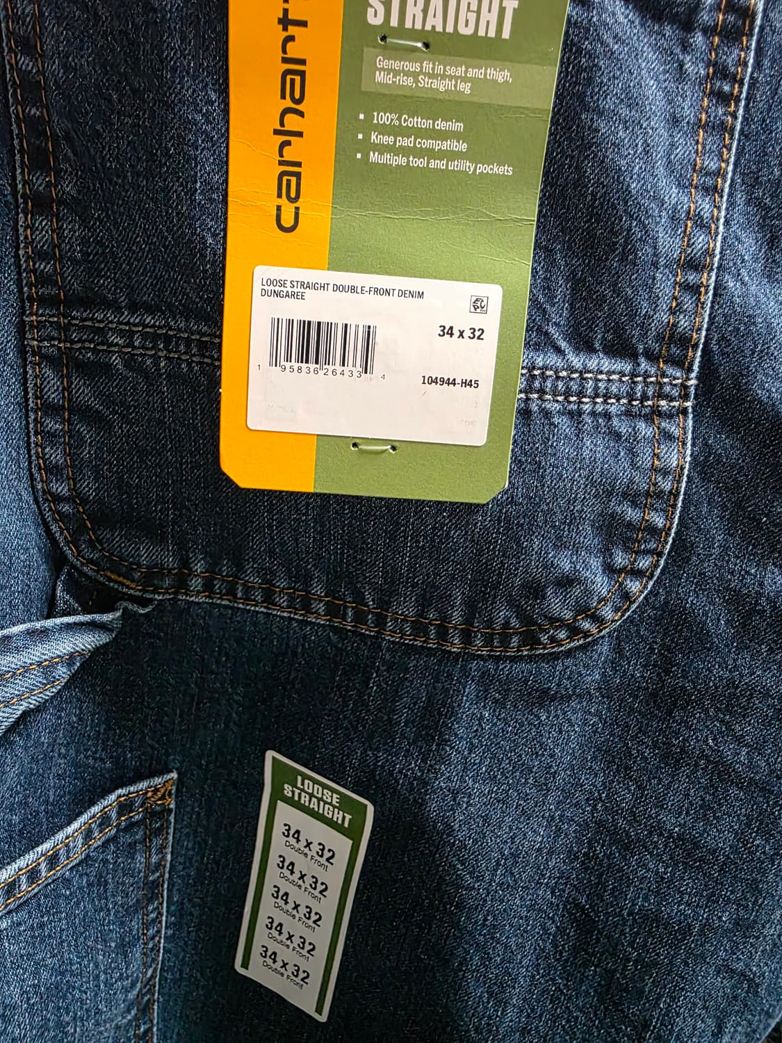 칼하트 데님 34×32 워크팬츠 루즈핏 유틸리티 조거진 US라인 상품이미지4