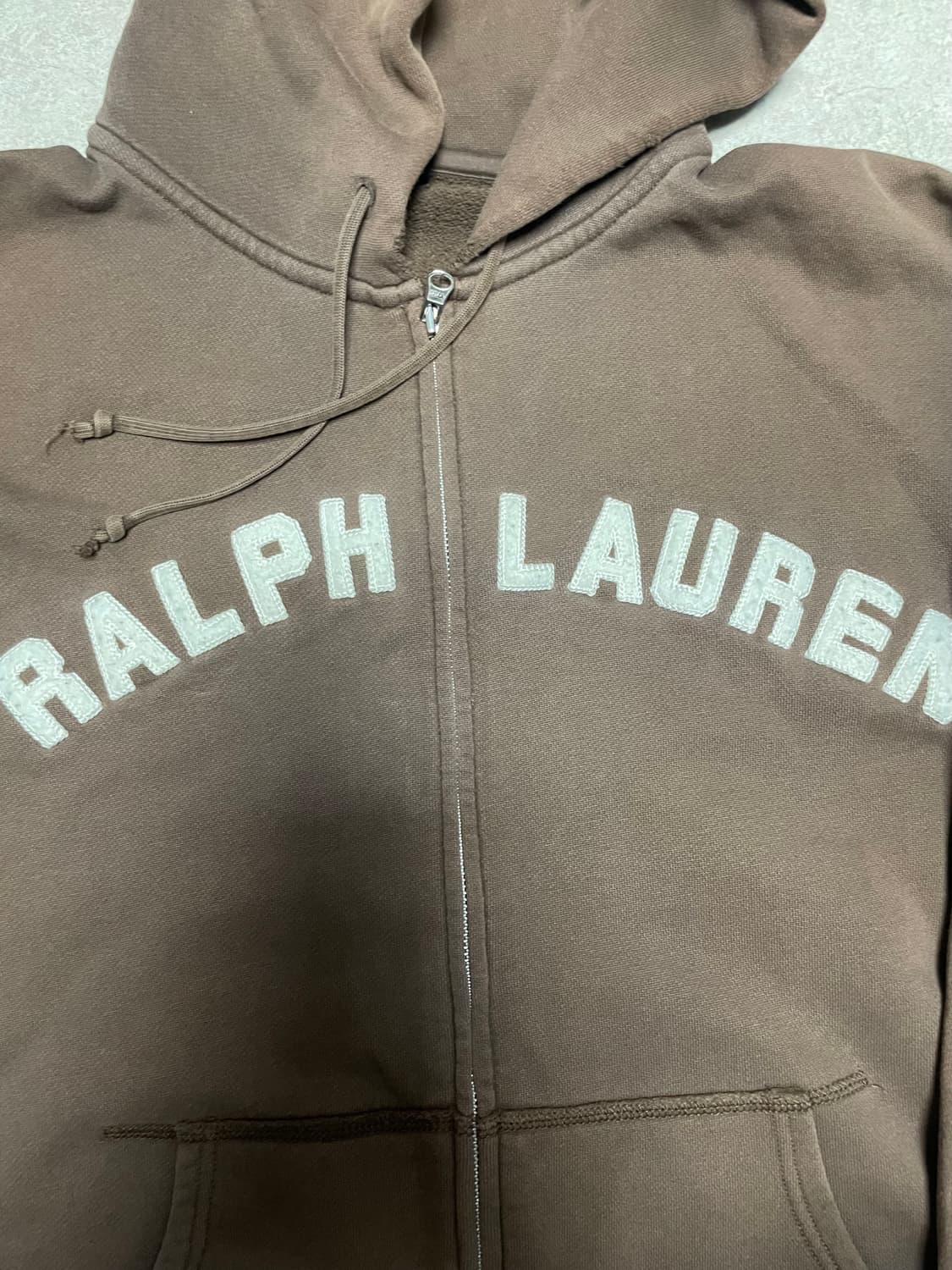 빈티지 폴로 랄프로렌 스펠아웃 아치로고 후드집업 브라운 상품이미지3