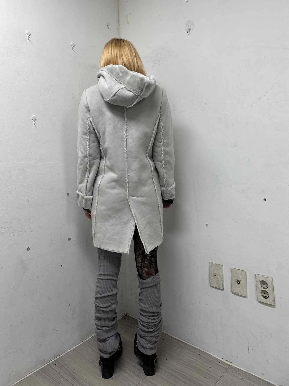 White&Grey Fur Over-Size Hoodie Coat 상품이미지4