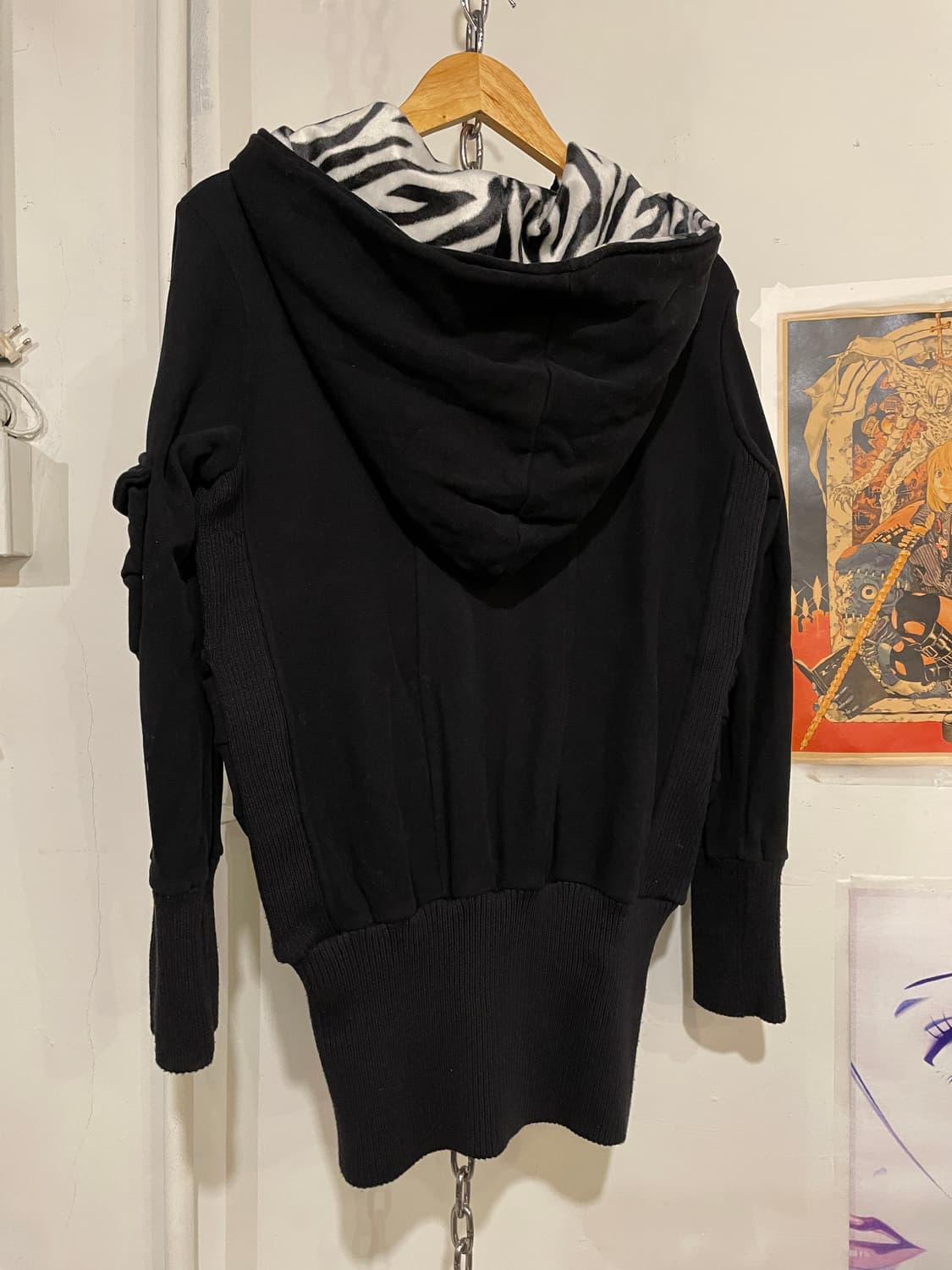 지브라 패턴 십자가 블랙 후드집업 갸루 펑크 y2k 상품이미지6