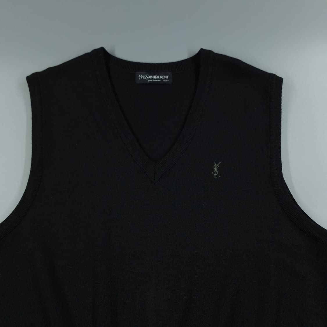 YSL 입생로랑 뿌르옴므 블랙 로고자수 캐주얼 브이넥 니트조끼 니트베스트 상품이미지5