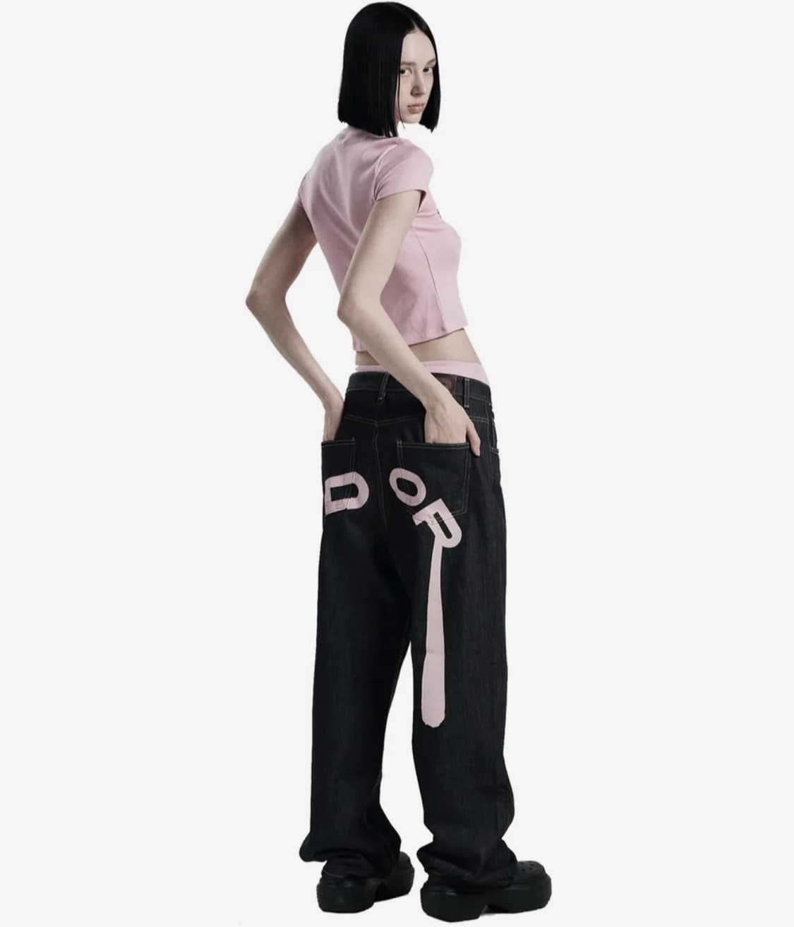 오도어 로고 드랍 데님 핑크 상품이미지1