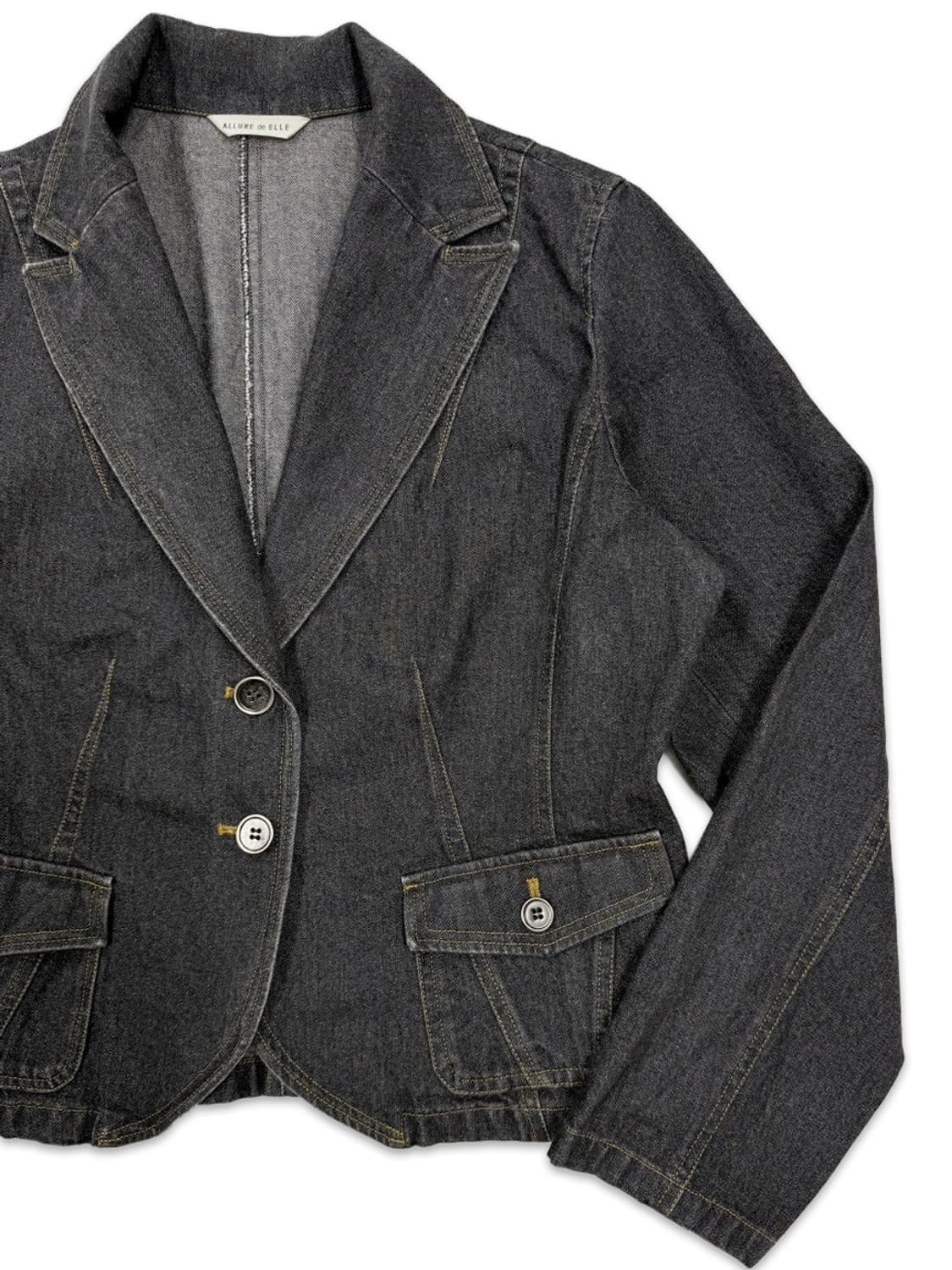 빈티지 allure de elle 블랙 데님 싱글 자켓 상품이미지2