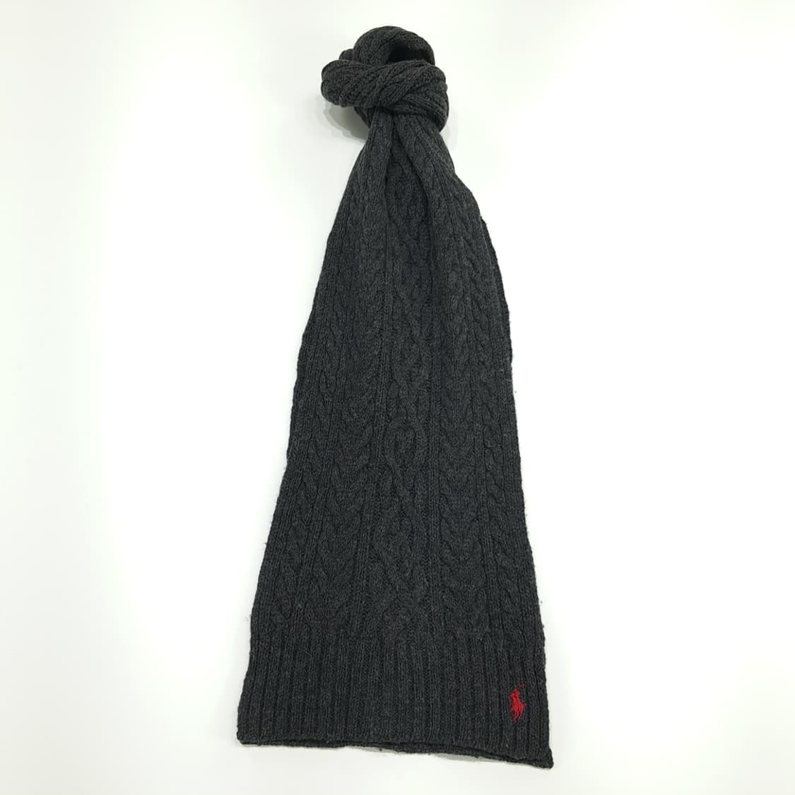 MX127 폴로 랄프로렌 다크그레이 램스울 케이블 니트 목도리 머플러 상품이미지1