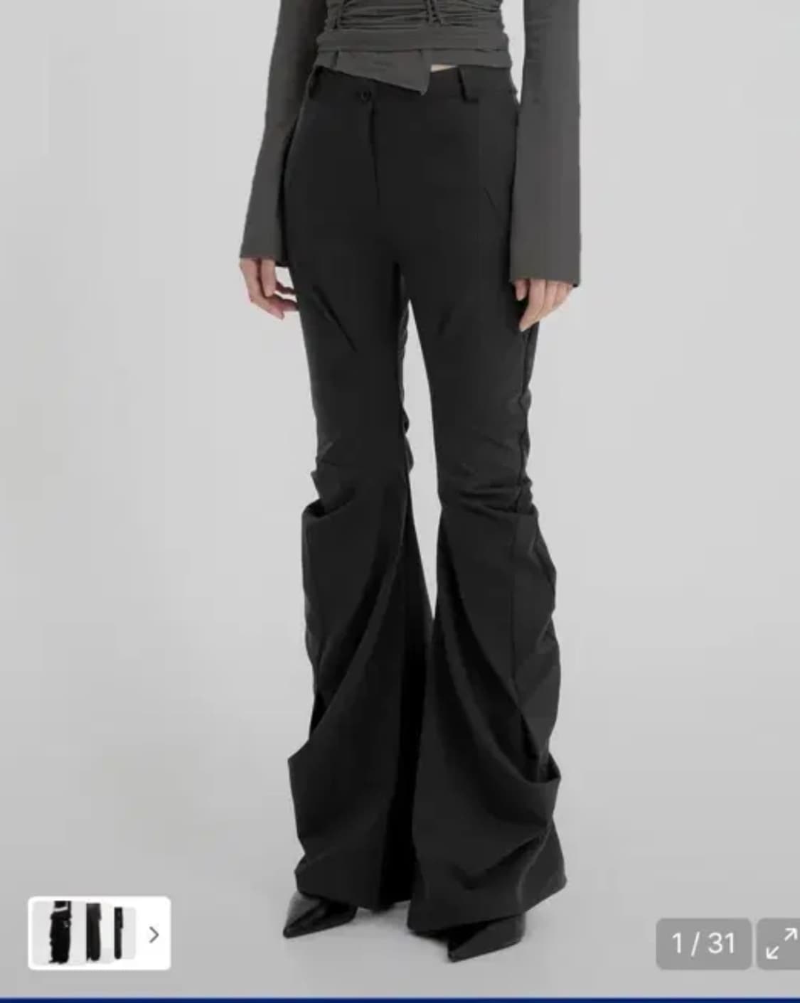 플레어업 드레이프 팬츠 블랙 2사이즈 상품이미지1