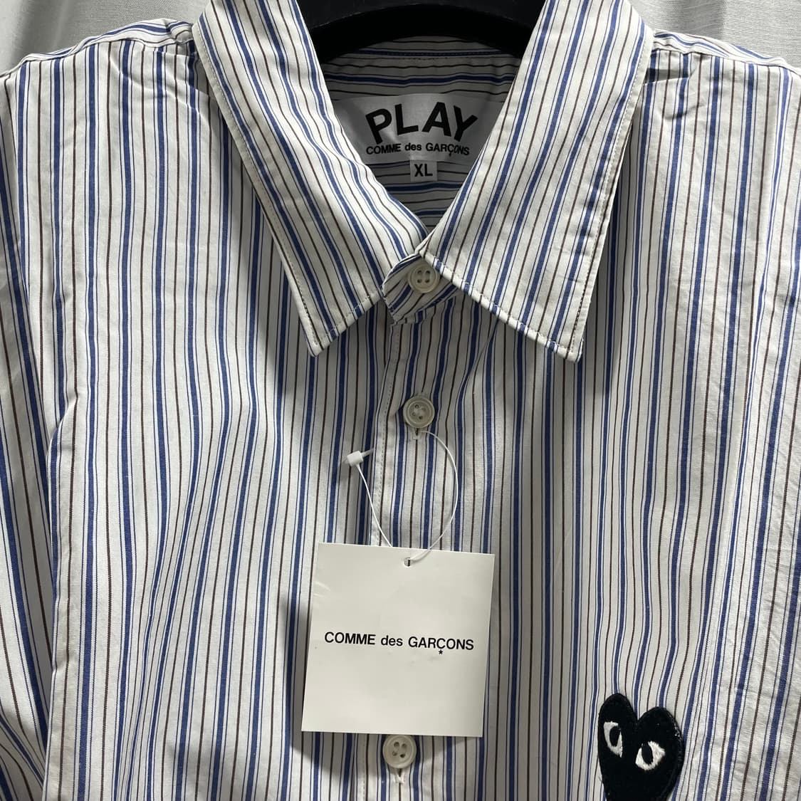 꼼데가르송/ 블랙하트 스트라이프 셔츠/ XL 상품이미지6