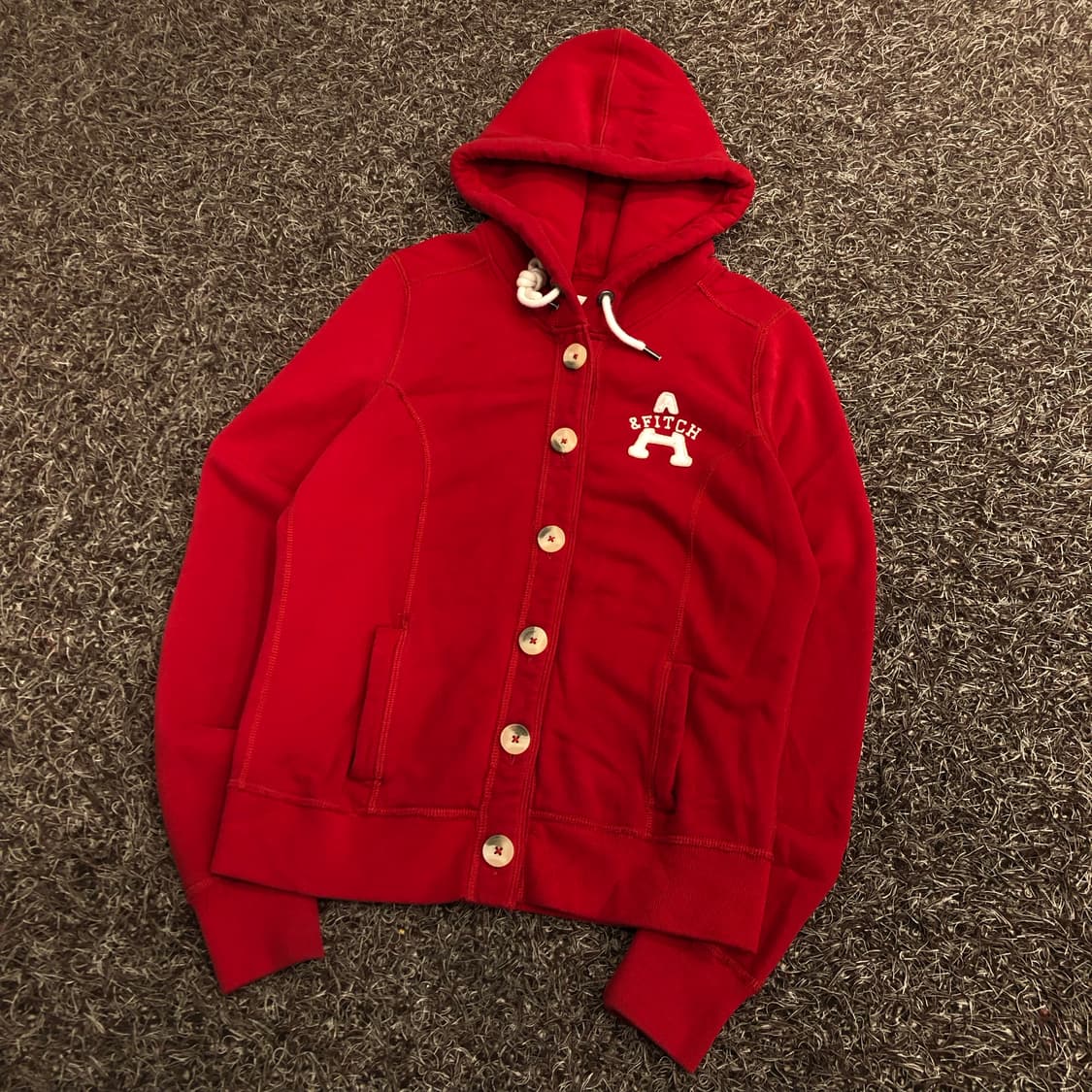 아베크롬비 Y2K 딱붙 버튼 후드집업 레드 상품이미지1