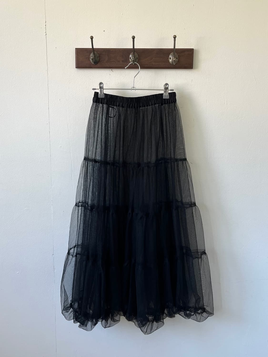 earth music 블랙 시스루 스커트 상품이미지1