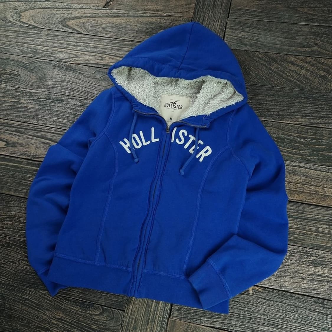 [홀리스터] Y2K 빅로고 양털 후드 집업 블루 M18532 상품이미지1
