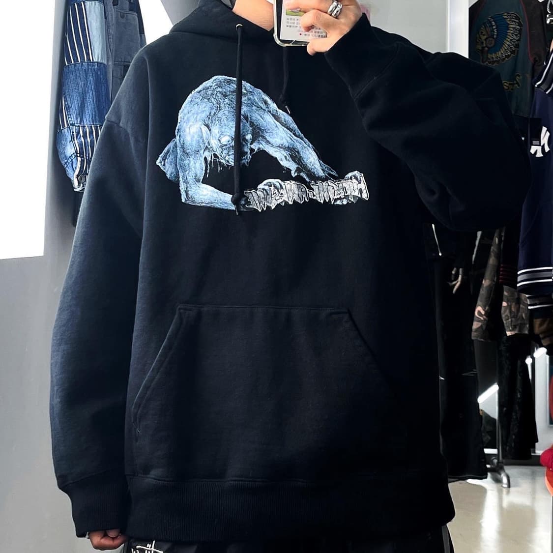 퍼킹 어썸 언데드구울 블랙 헤비스웻 후디 상품이미지1