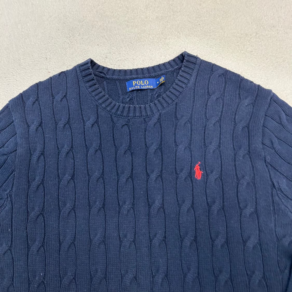 Polo Navy Cable Knit Sweater 상품이미지5