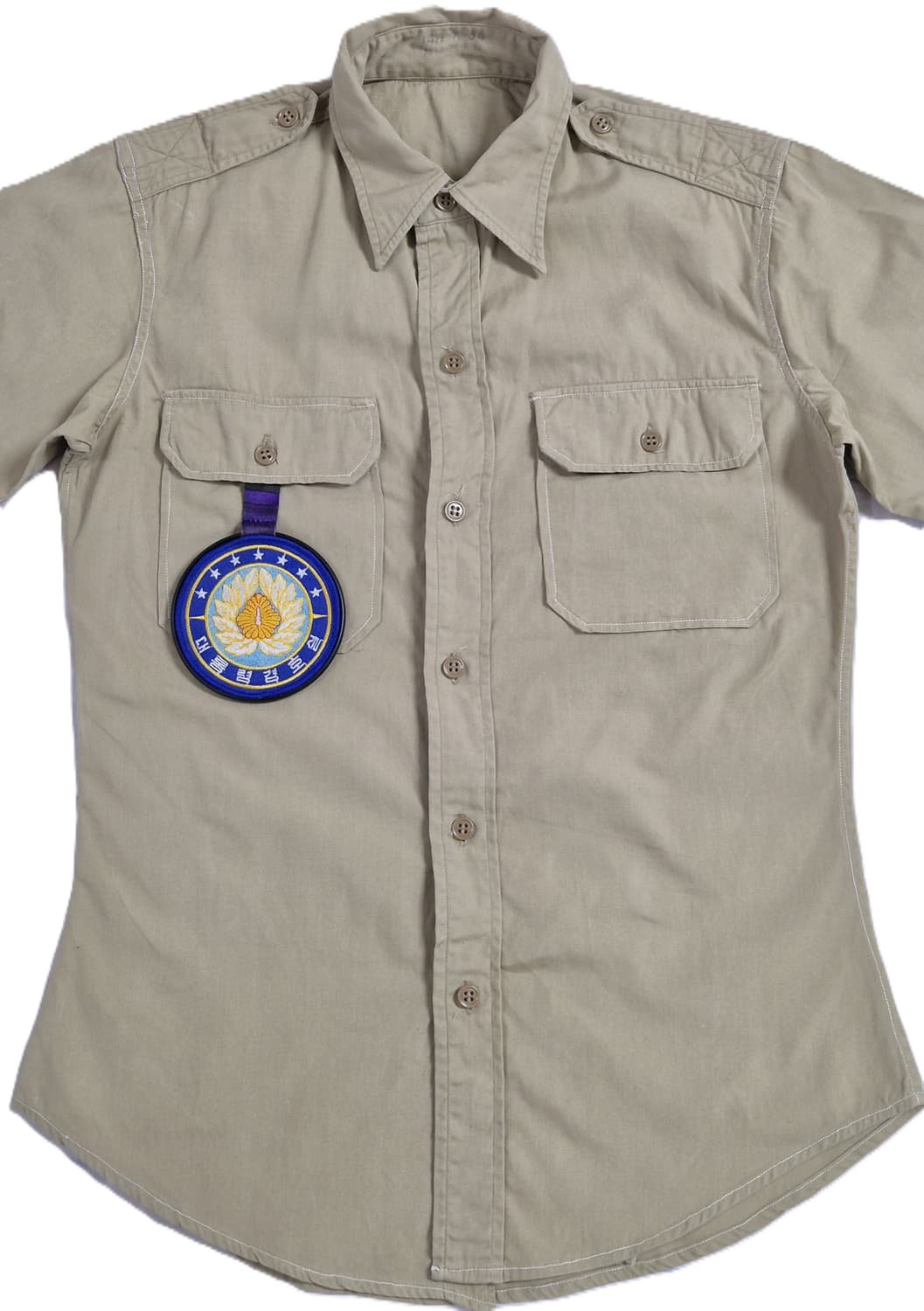 육군 구형 대통령 경호실 정복 전투복 상의 카키 반팔 셔츠 (XS) 상품이미지8