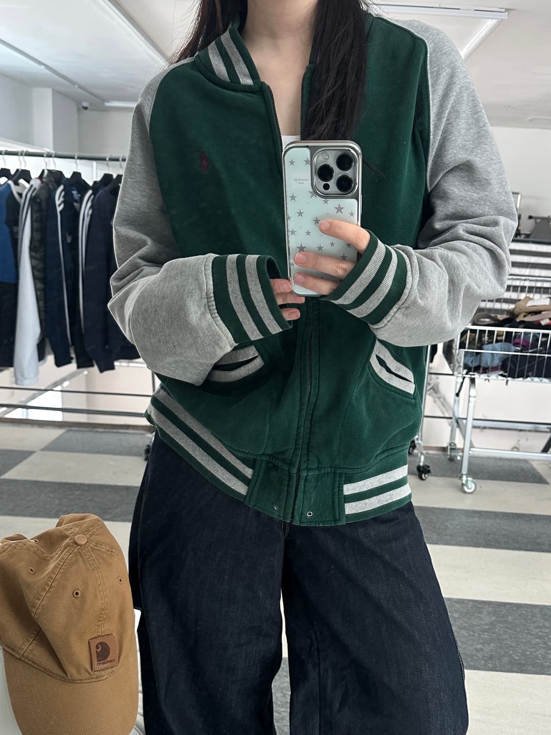 폴로 랄프로렌 그레이/딥그린 스웻 바시티 집업  상품이미지10