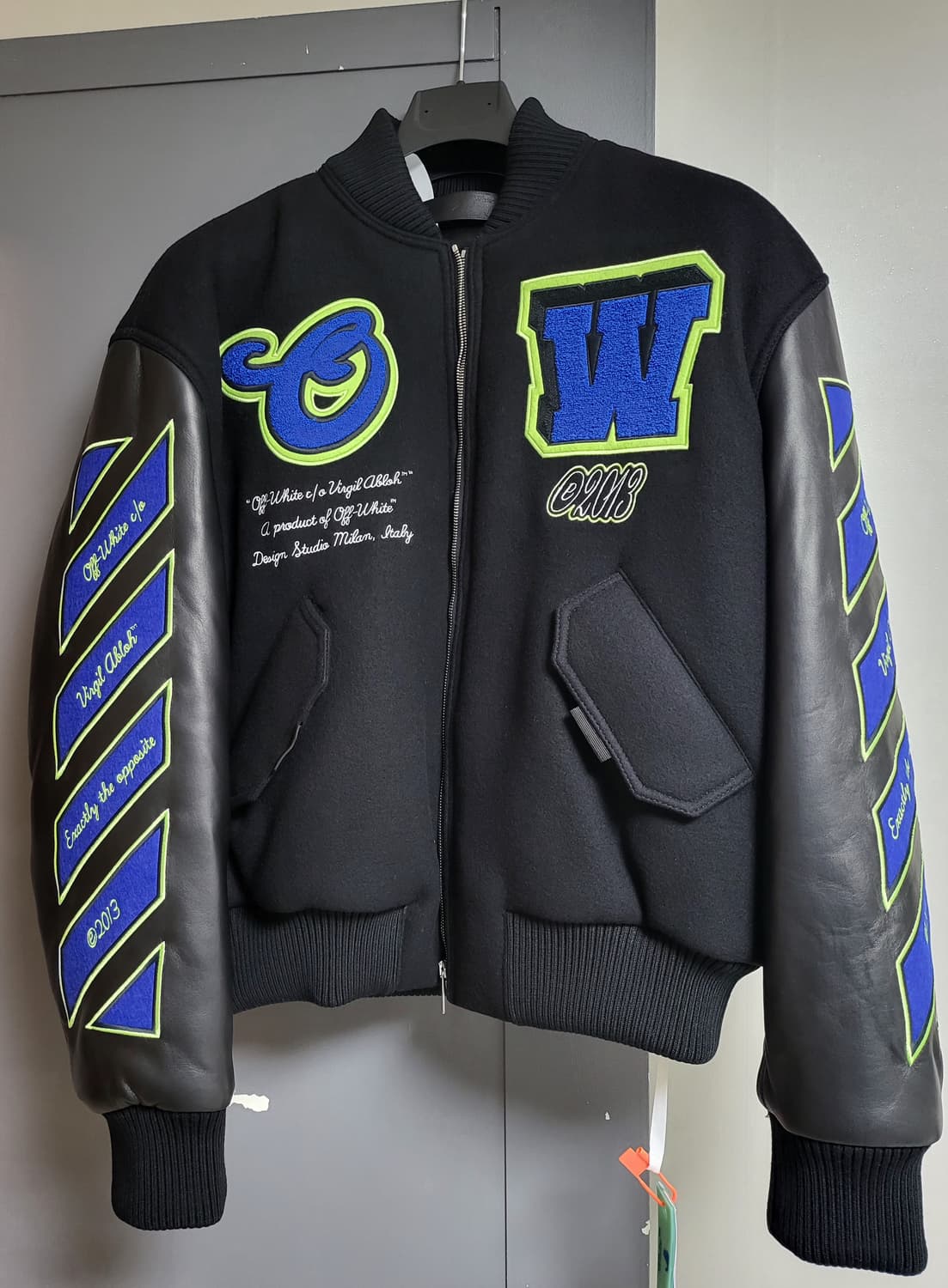 *새상품* 정품 오프화이트 최고급라인 바스헤머 바시티 가죽자켓 상품이미지2