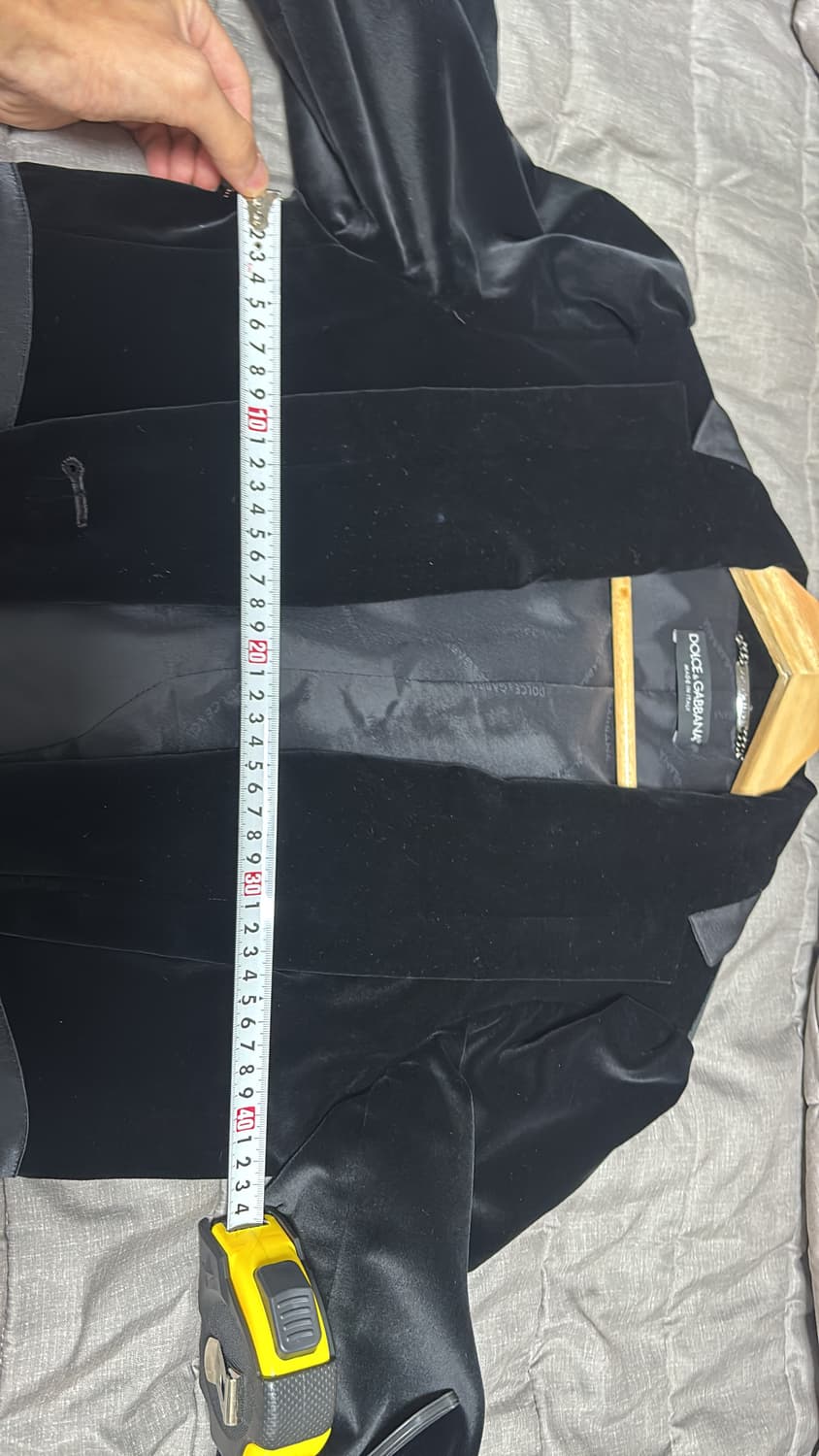 급처 돌체앤가바나 블랙 사틴 벨벳 블레이저 46사이즈 상품이미지10