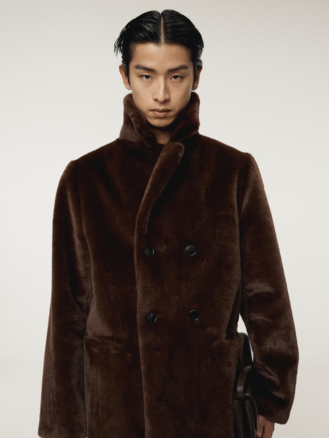 렉토 25FW 그랜마 폭스 퍼 더블 코트 빈티지 브라운 상품이미지3
