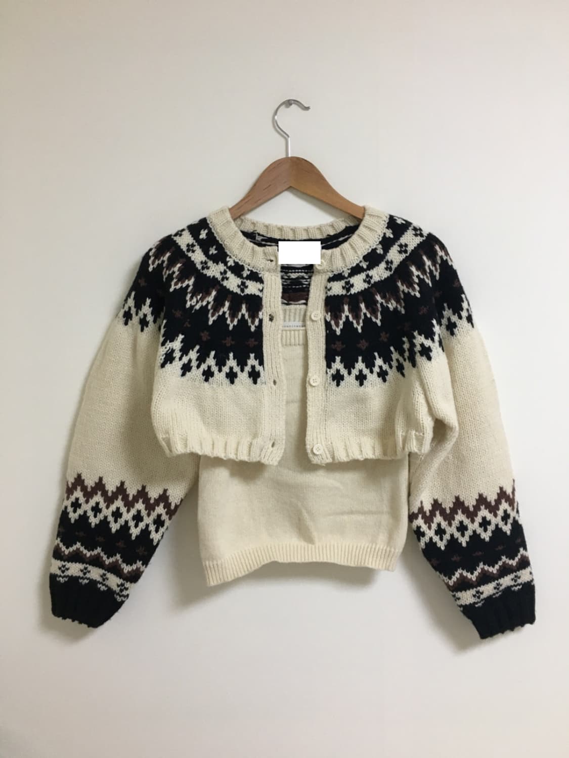 아워캐비넷 스노우 크롭 니트 가디건 세트 상품이미지7