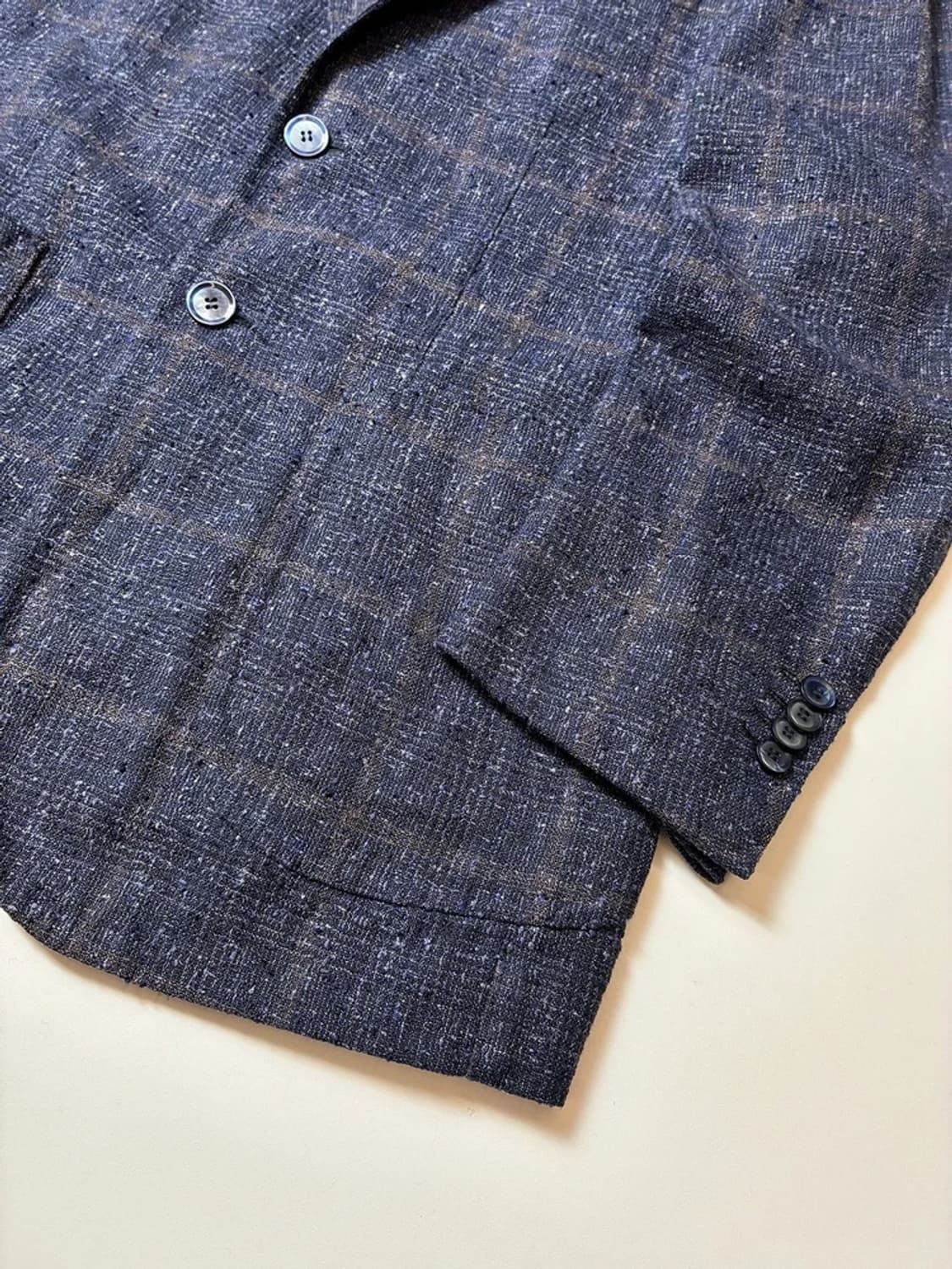 스틸레 라티노 란스미어 린넨 체크 핸드메이드 블레이저 PN8281 상품이미지3