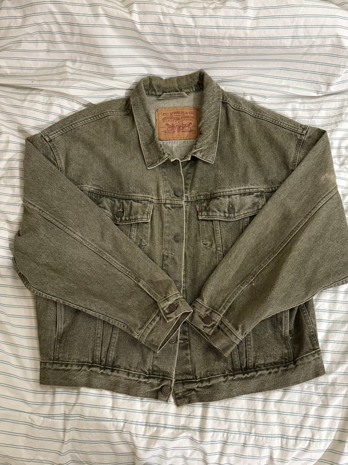 리바이스 빅패치 데님 트러커 자켓 XL (그린 희귀 컬러) 상품이미지1