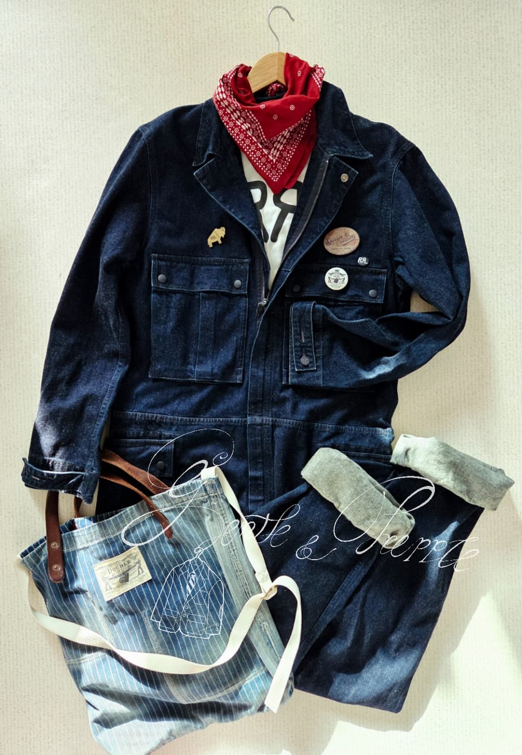 RRL 데님워시드 점프슈트 상품이미지2