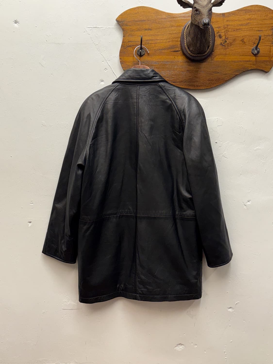 90s Double-Breasted Leather Car Coat 상품이미지5