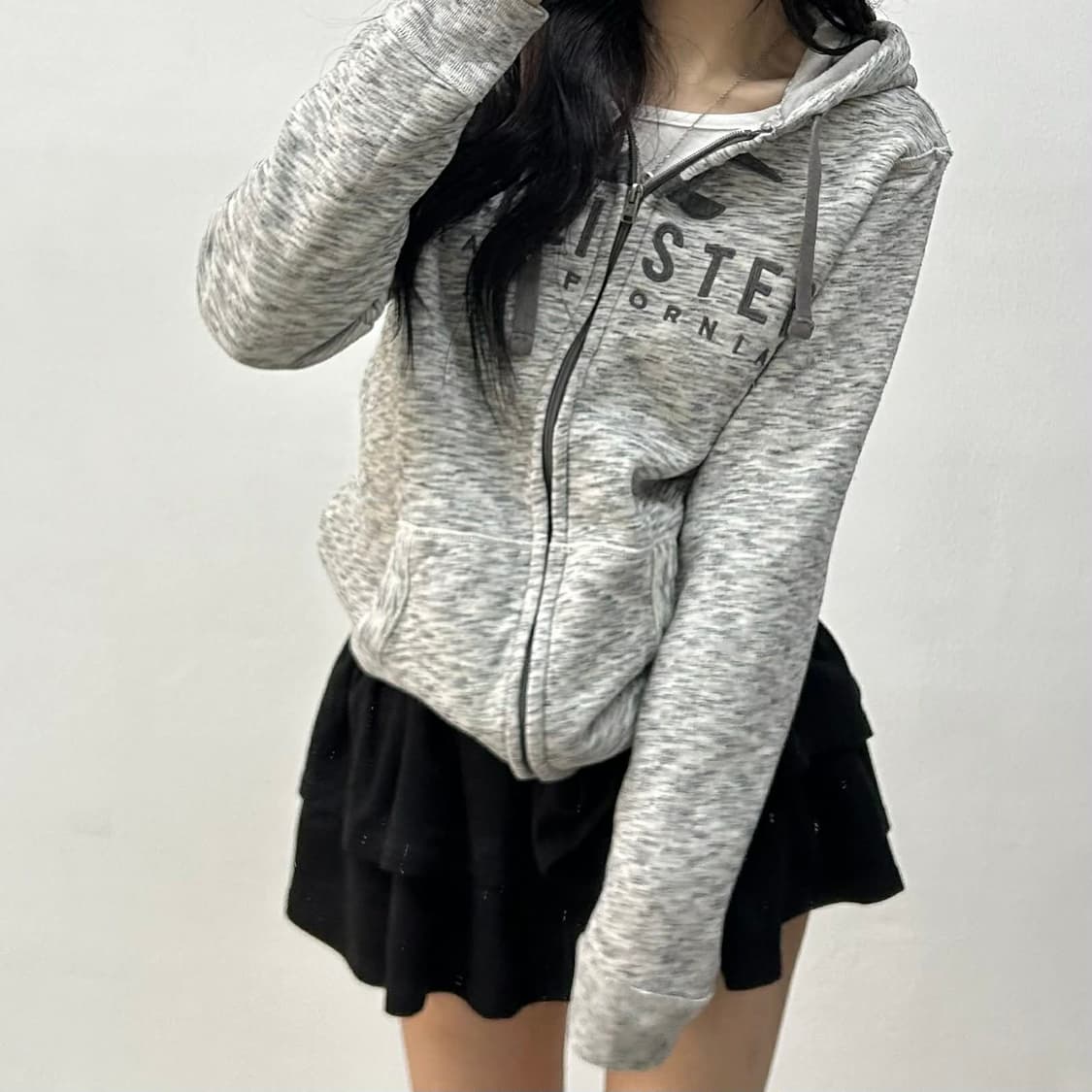 홀리스터 y2k 올드스쿨 그레이 스웻 후드집업 희귀져지(S) 상품이미지1
