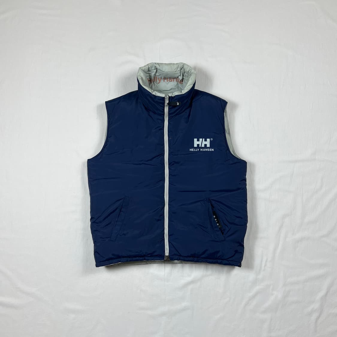 90‘s 헬리한센 hh 빅로고 리버시블 다운 패딩 조끼 상품이미지2