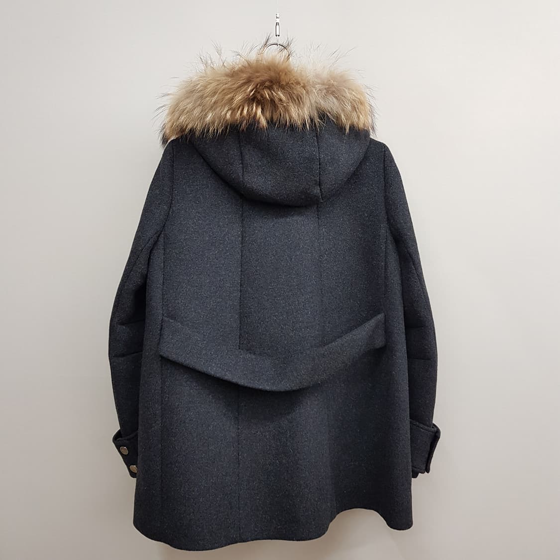MAJE 마쥬 폭스퍼 후드 벨티드 더플 울 코트 36사이즈 상품이미지5