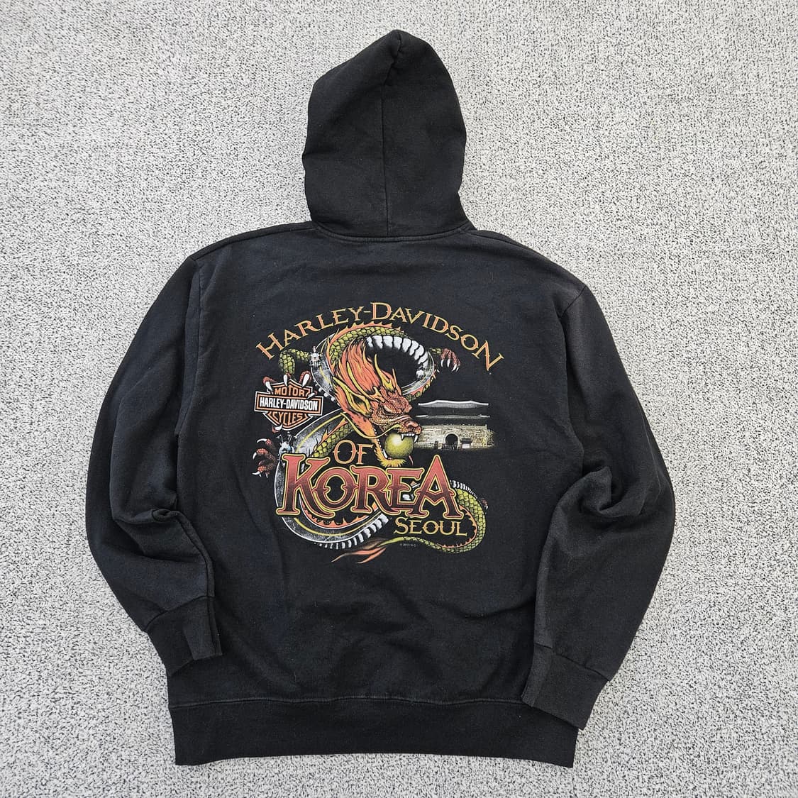 [S] 할리 데이비슨 블랙 로고프린팅 후드 티셔츠 0102YH1 상품이미지3