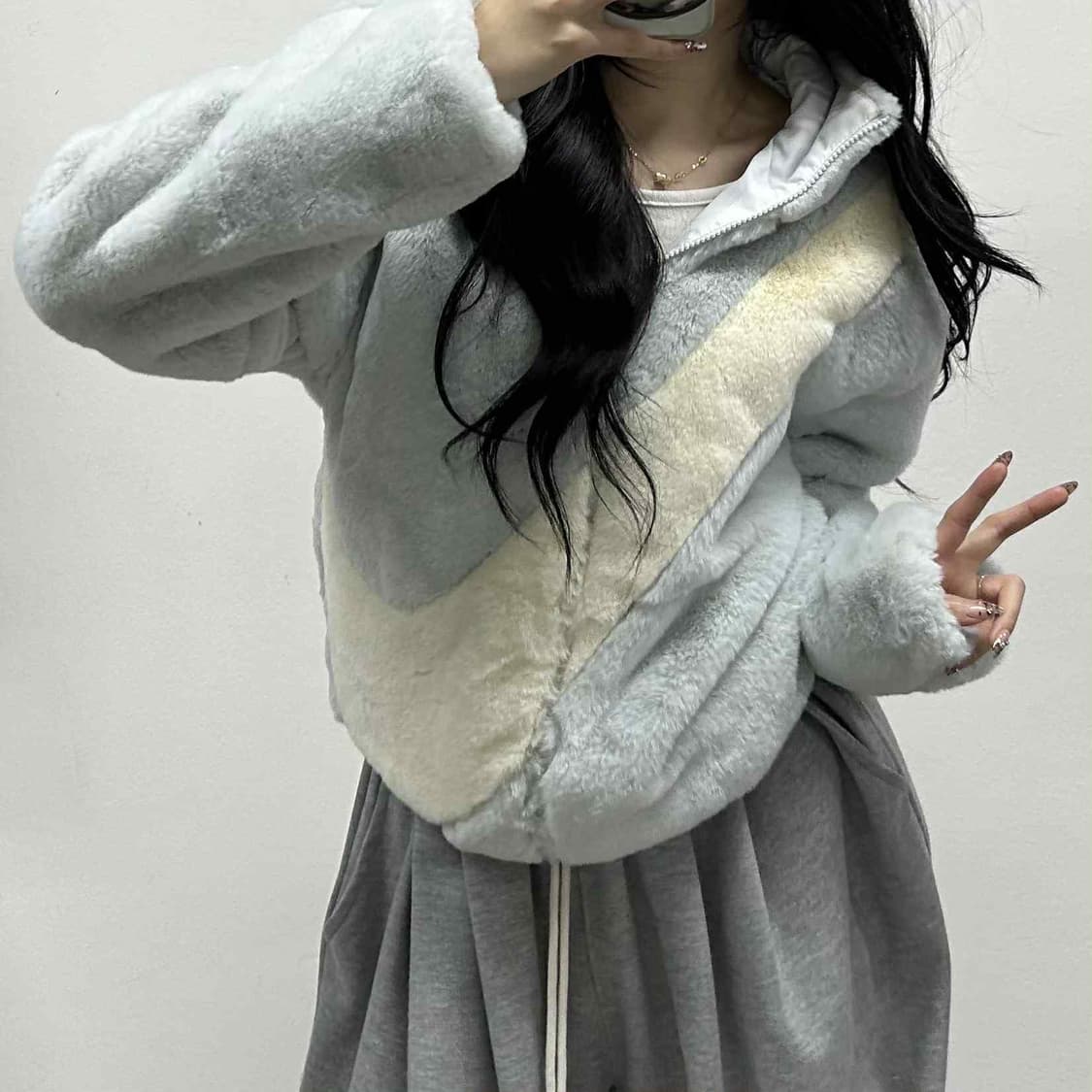 나이키 준신형 포우 퍼 빅스우시 스카이블우 아노깔 쉐르파 플리스 자켓(M 상품이미지1