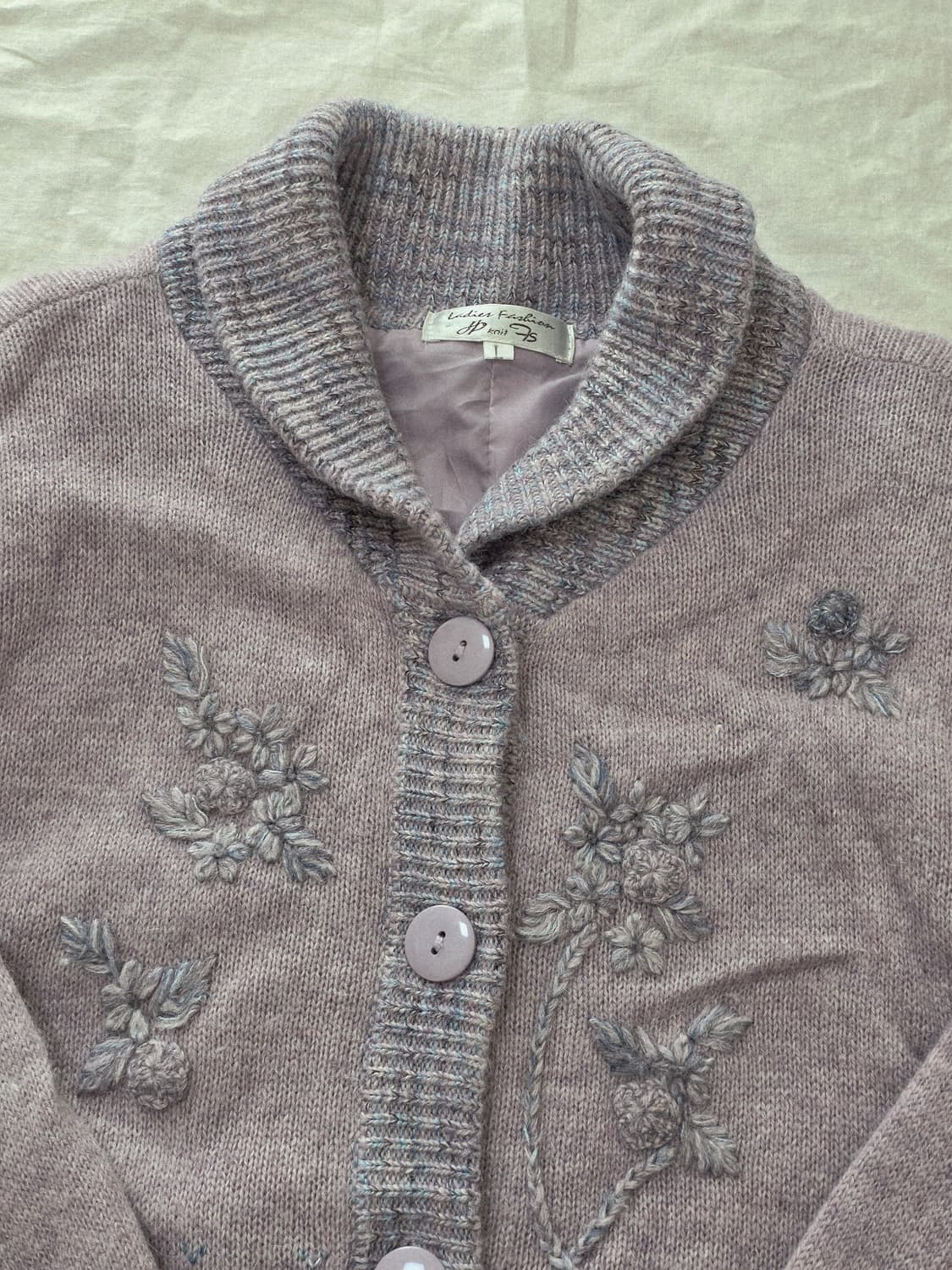 할매카지 그래니룩 모리걸 핑크라벤더 일본빈티지 니트 가디건 상품이미지5