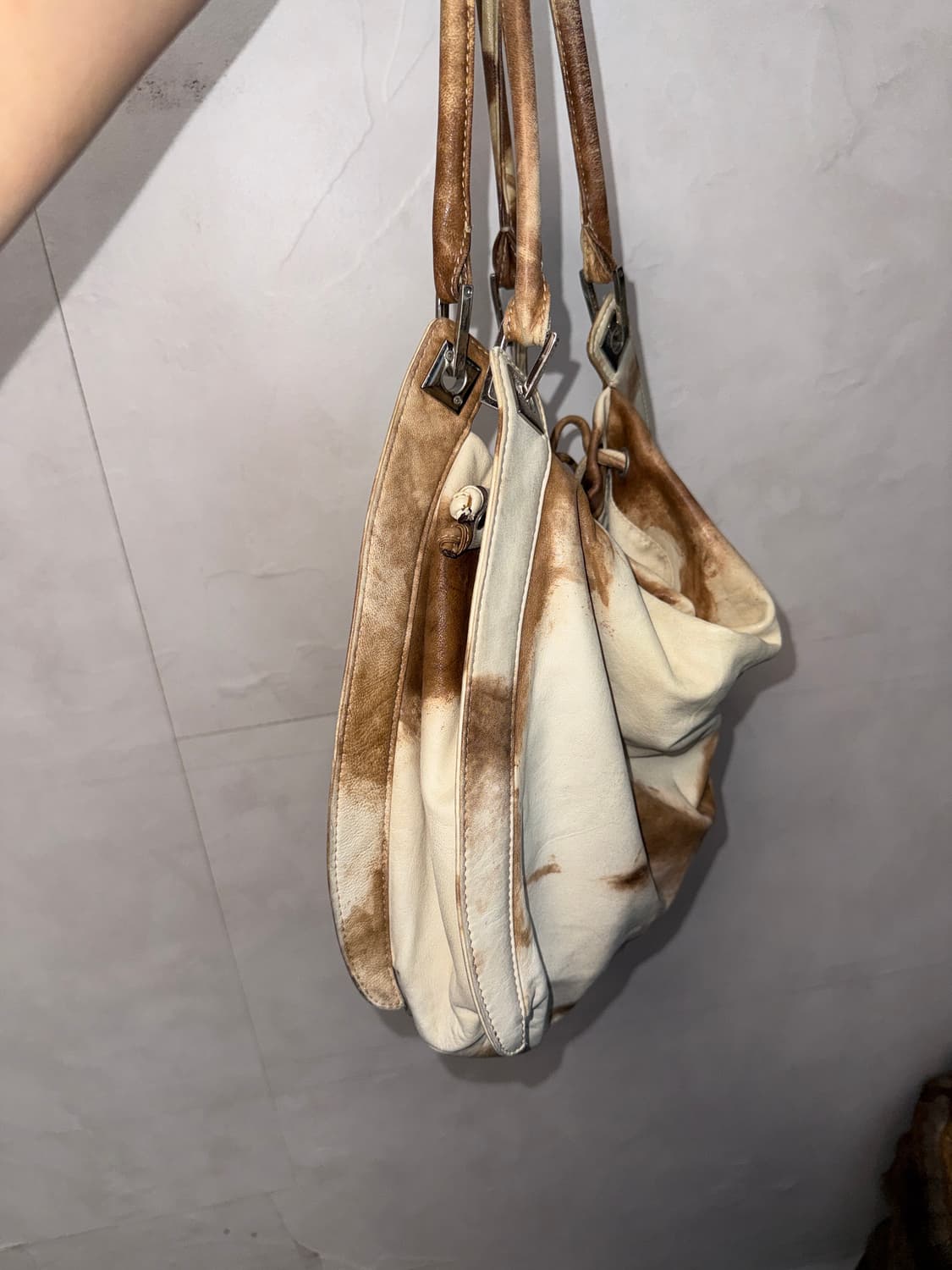 Palio ivory brown tie dye leather 숄더백 상품이미지3