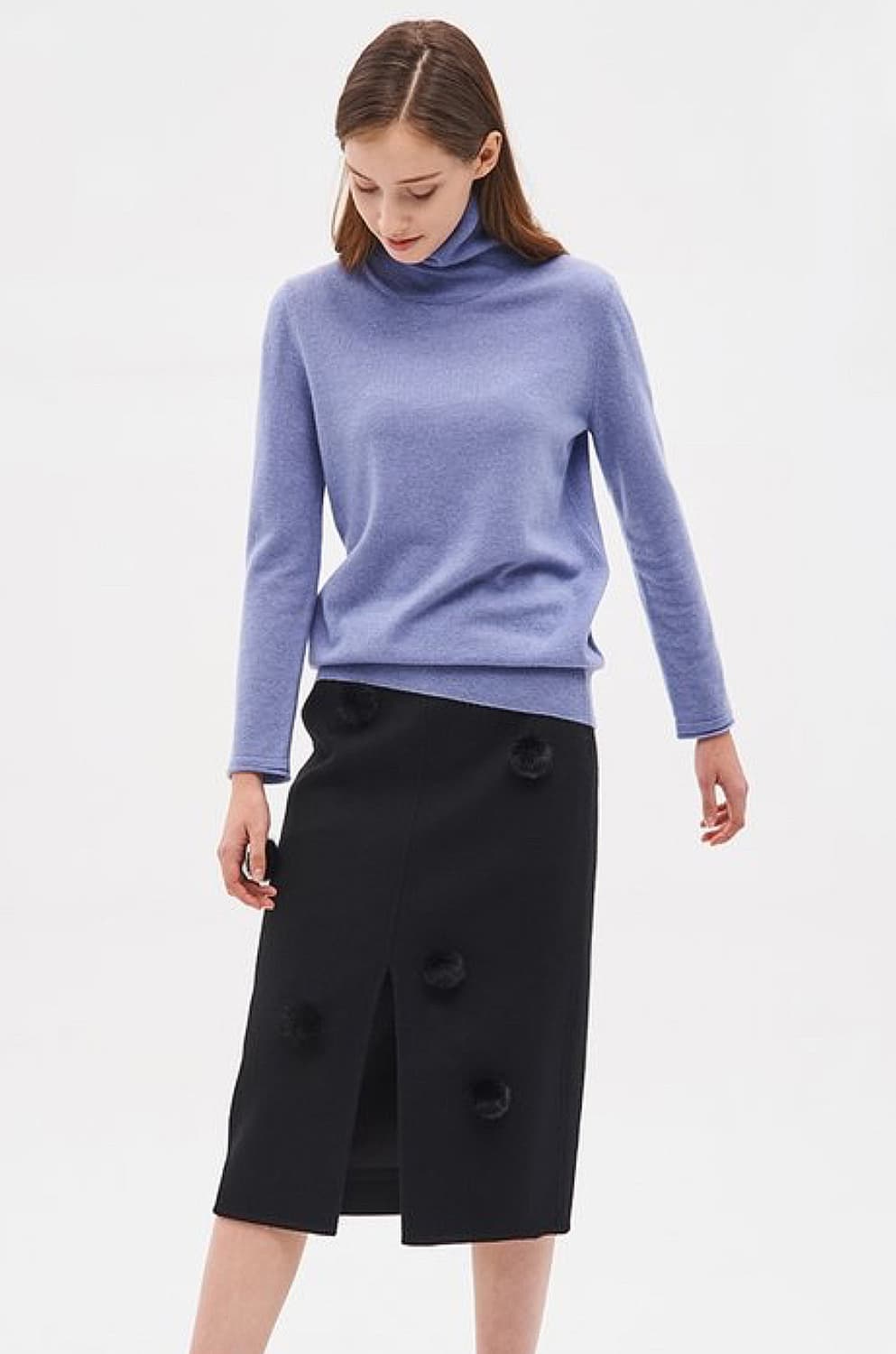 여성 핸드메이드 천연밍크 폼폼이 울 스커트 S사이즈 상품이미지3