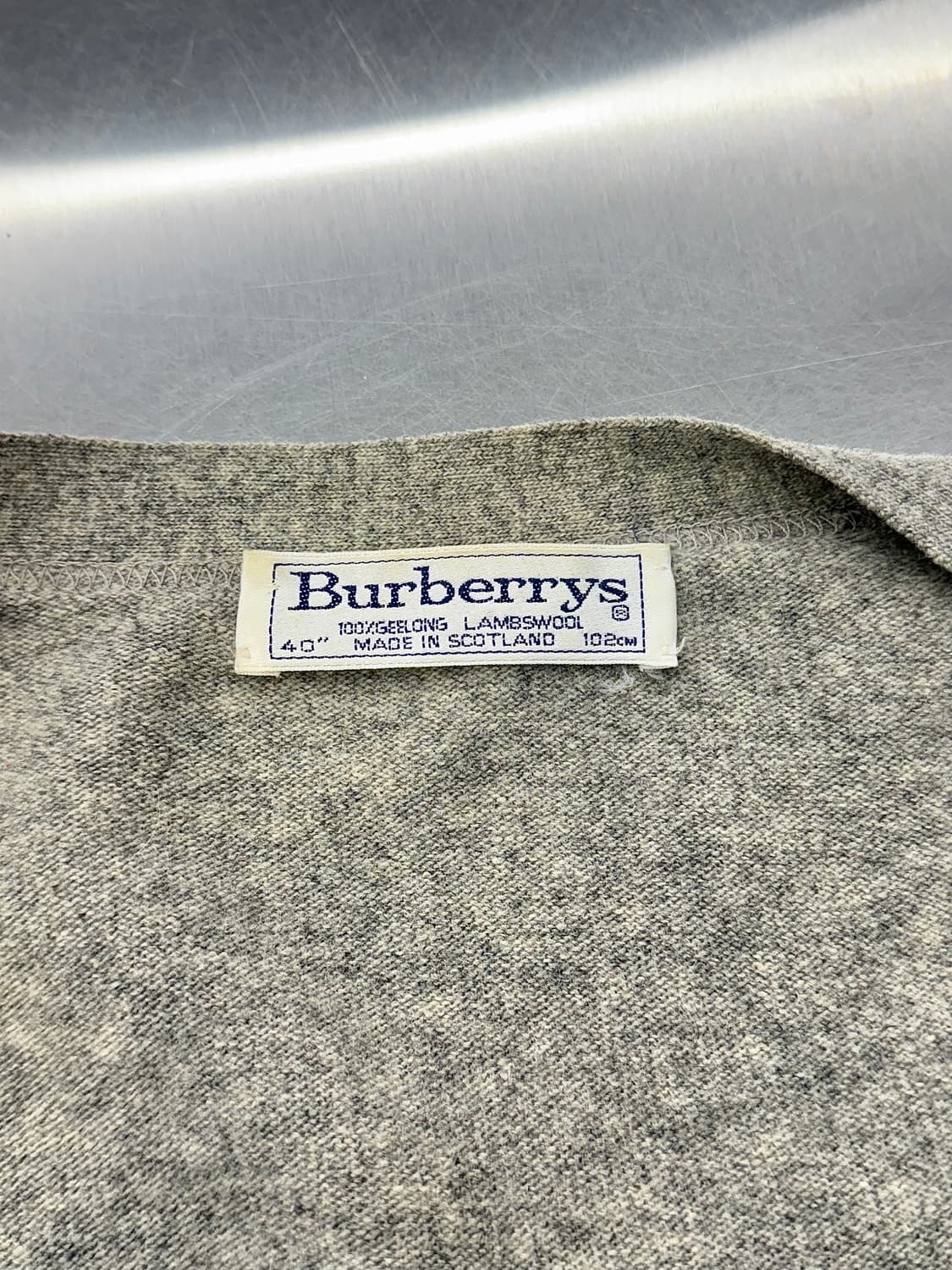 버버리 90s 라이트 그레이 램스울 브이 트레스트 니트 가디건 상품이미지7