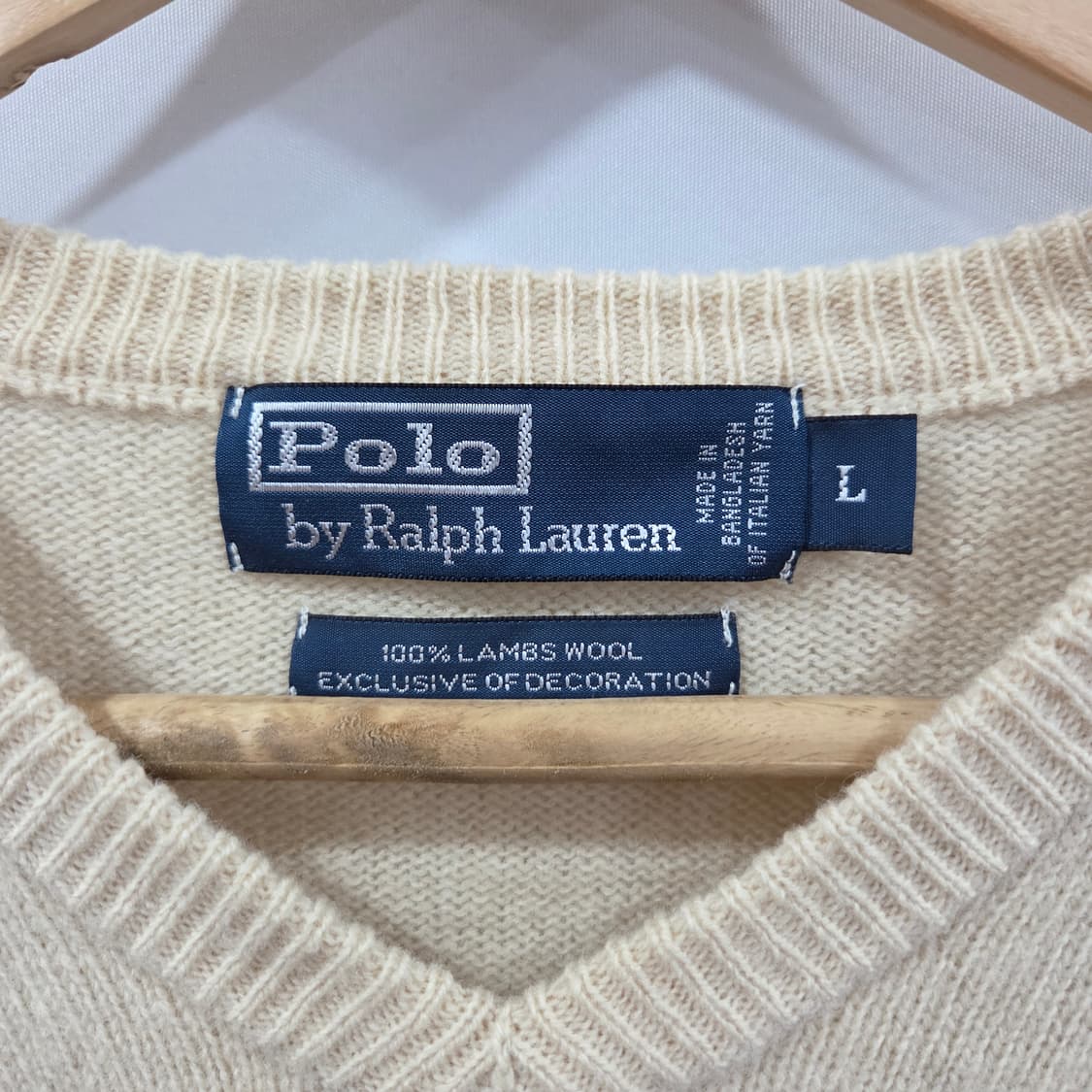 폴로랄프로렌 램스울 옐로우 브이넥 니트 L 상품이미지3