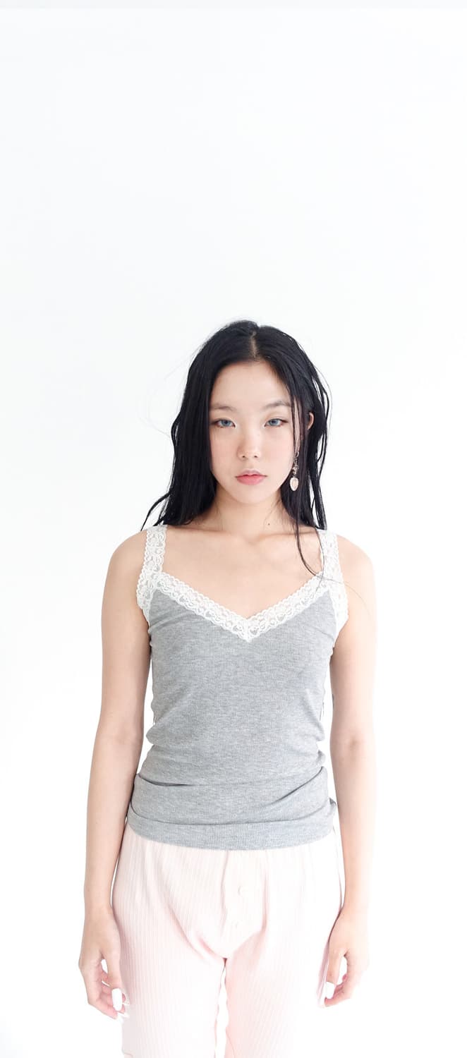[샵페어리] ribbed lace sleeveless 상품이미지1