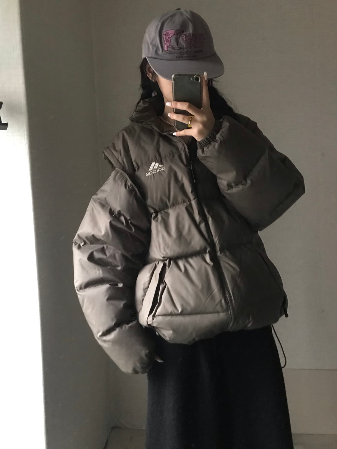 아디다스 90s 카키브라운 투웨이 패딩 상품이미지5