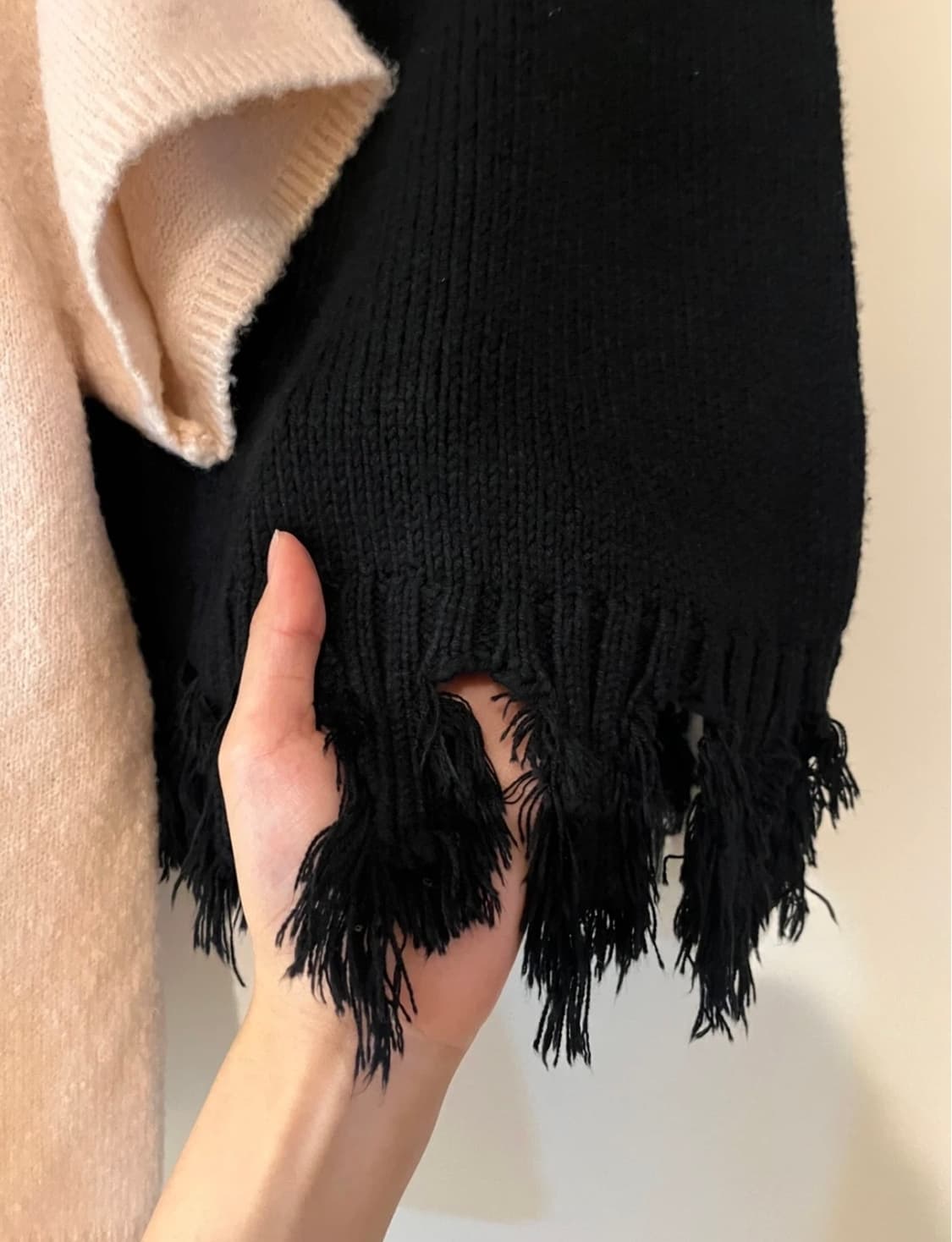 망고 블랙 프린지 니트스커트 S 상품이미지3