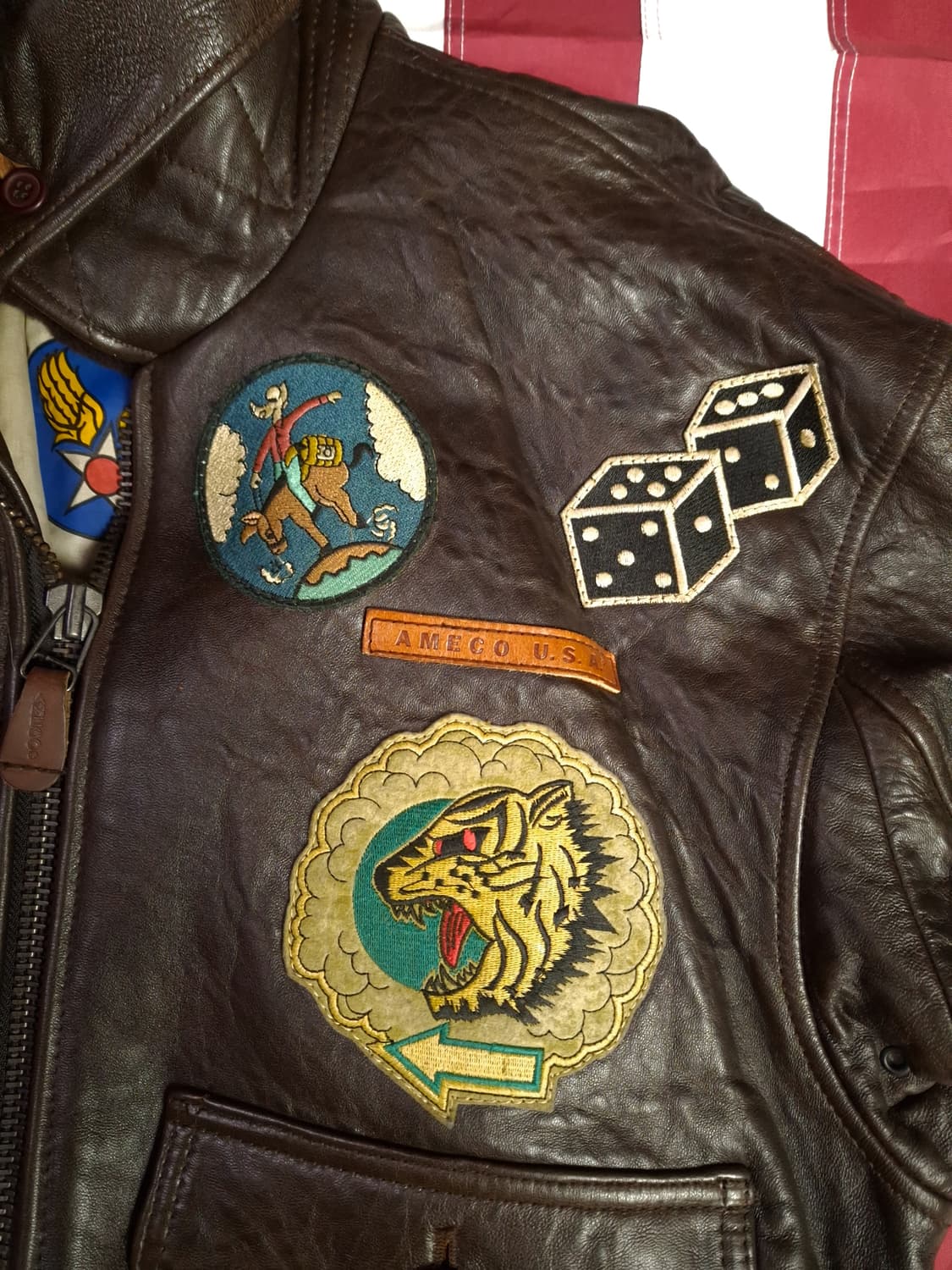  새제품급 오리지날 90's 아메코 미해군 G-1 리얼레더 항공 자켓 상품이미지7